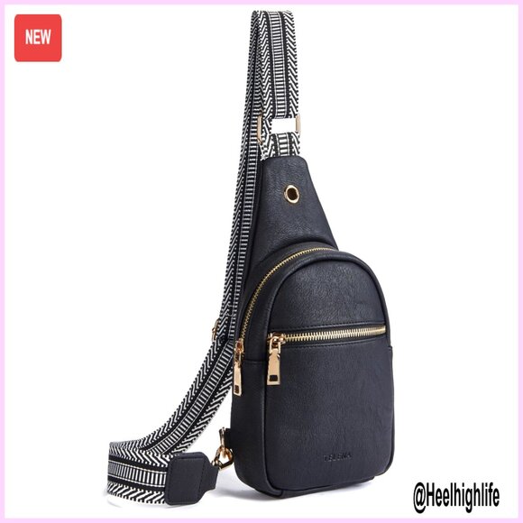 Leather Crossbody Sling Bag Large Capacity Adjustable Strap Travel Purse